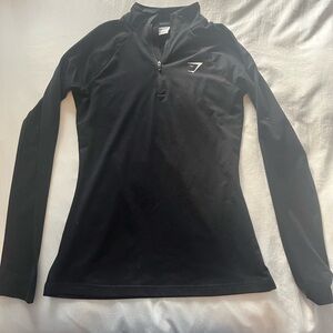 Gymshark Black Fitted Long Sleeve Polo Tee